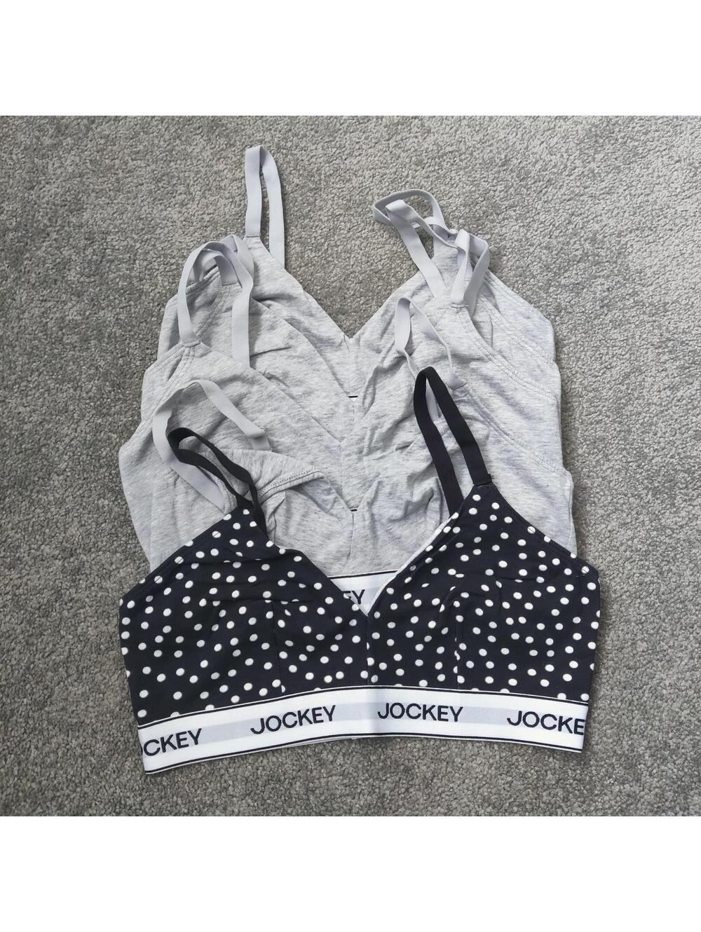 Jockey 5 Pack Cotton Blend Bra Women's Size Small Silver and Black Polka Dot